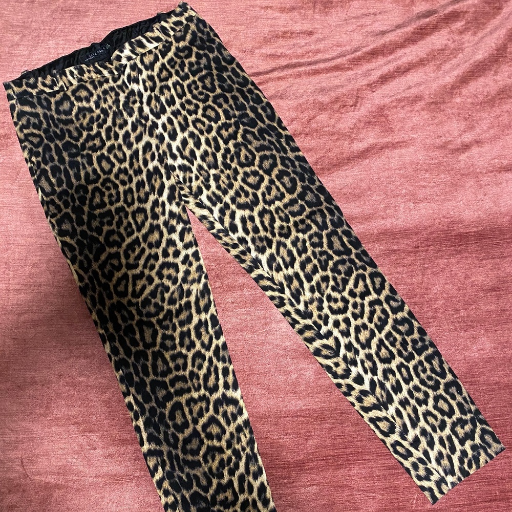 ZARA Cheetah Print Straight fit Pant SZ S